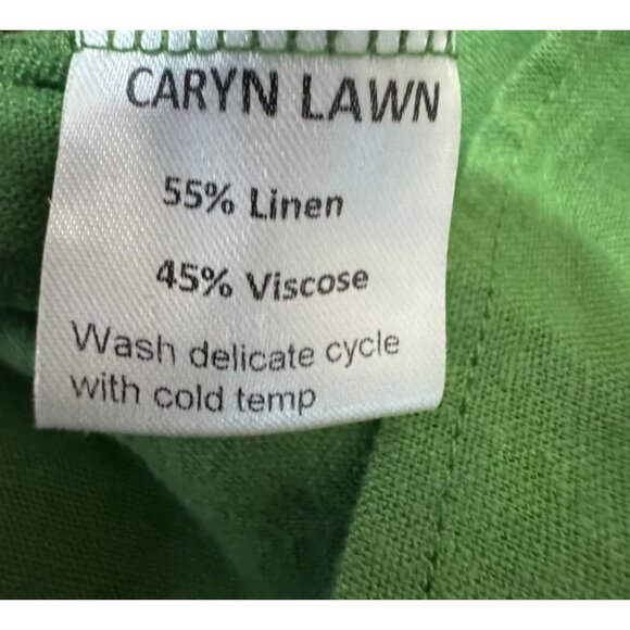 Caryn Lawn Linen Blend Lily Dress Green Midi Smocked Bodice Bow Straps small - Picture 7 of 9